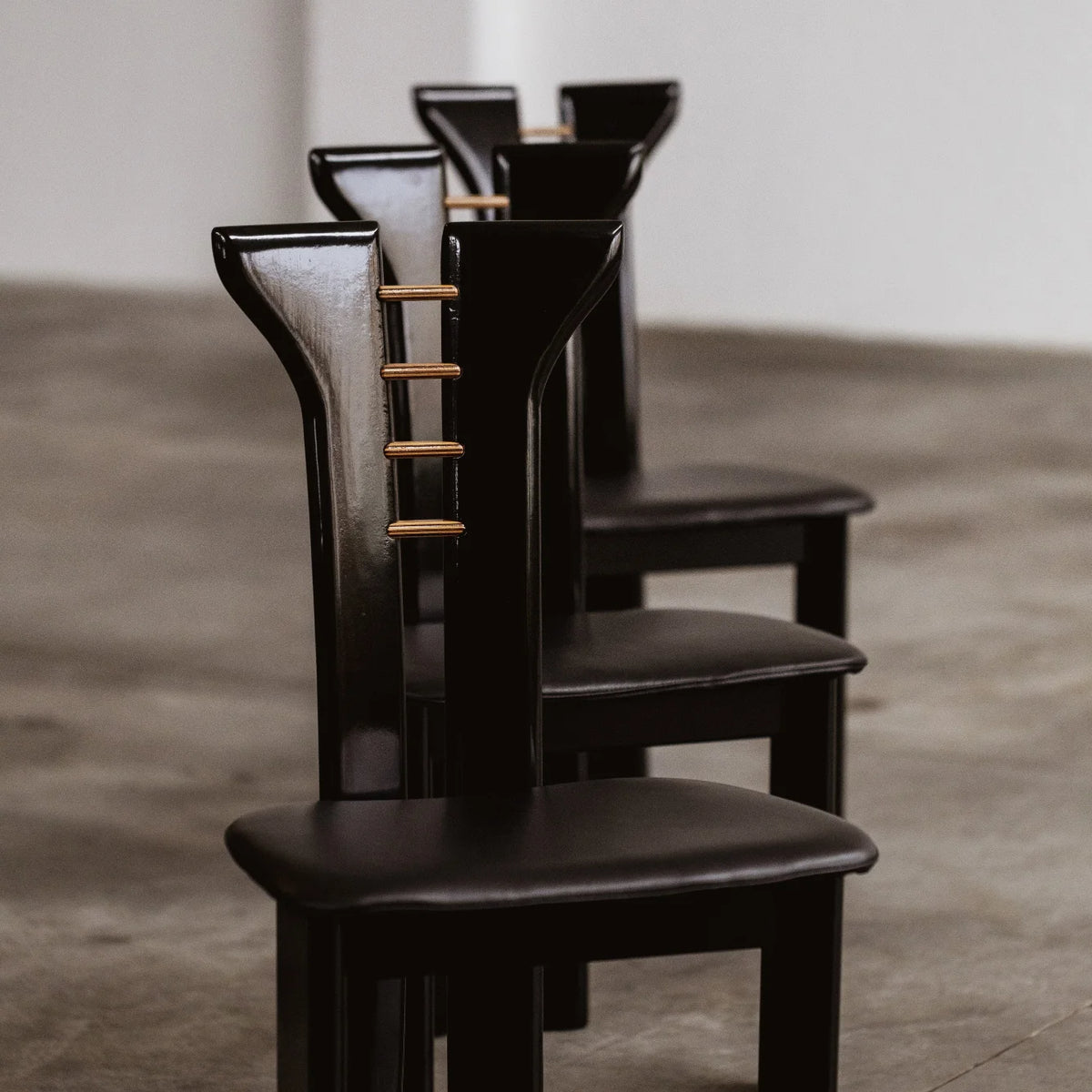 Pierre Cardin Dining Chairs for Roche Bobois, Black Leather, 1970