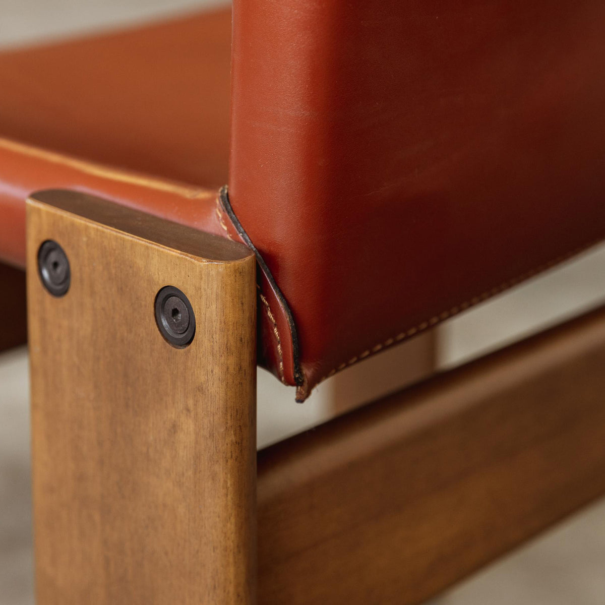 Afra & Tobia Scarpa "Monk" Dining Chairs for Molteni, Red Leather, 1974