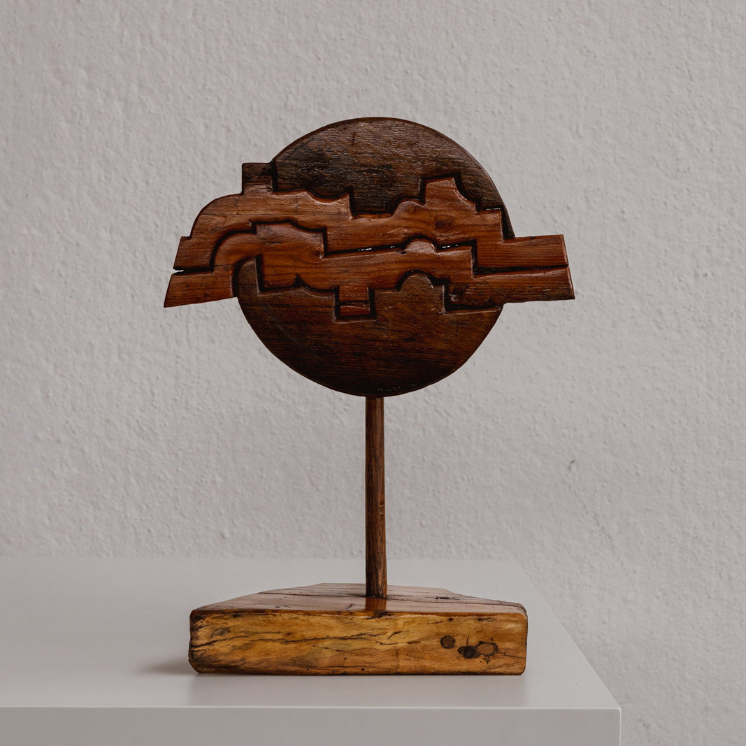 Modernist Abstract Wooden Sculpture, Italy, 1970s