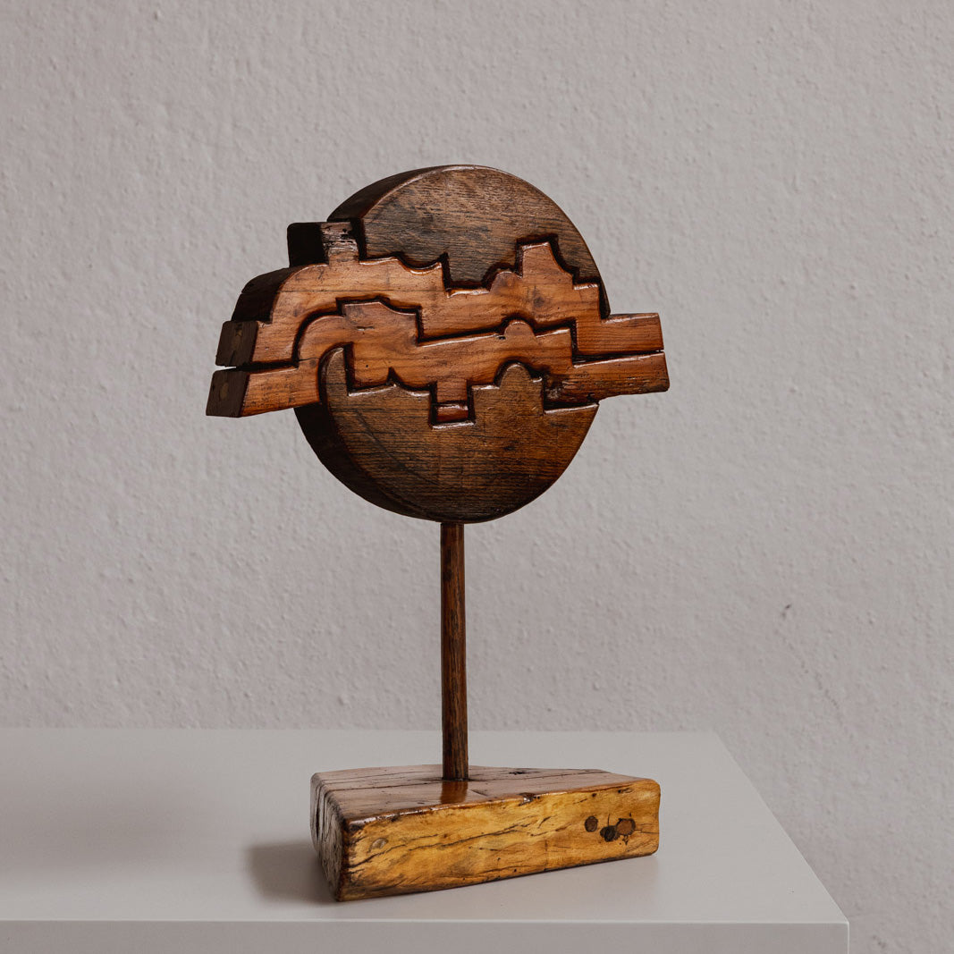 Modernist Abstract Wooden Sculpture, Italy, 1970s
