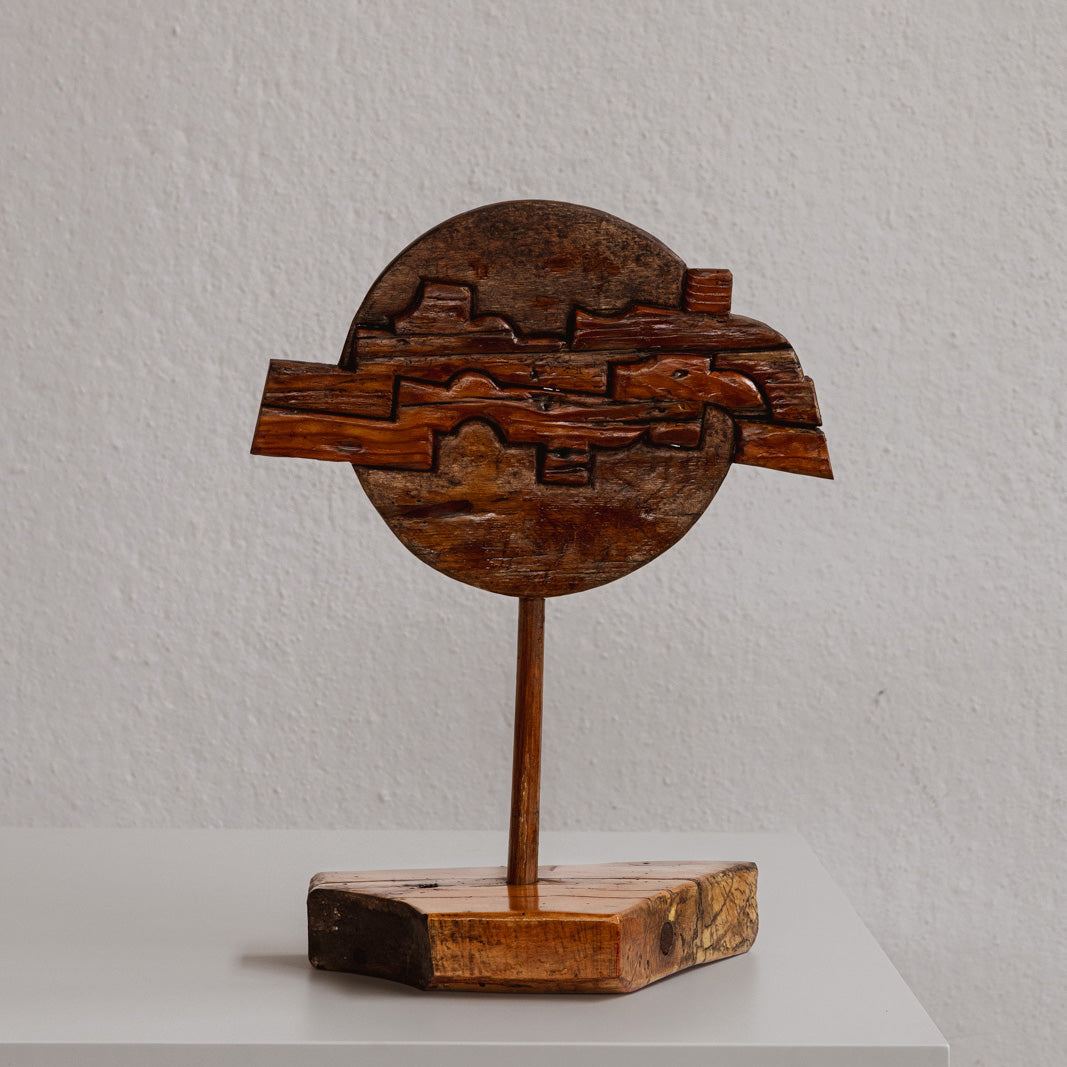 Modernist Abstract Wooden Sculpture, Italy, 1970s