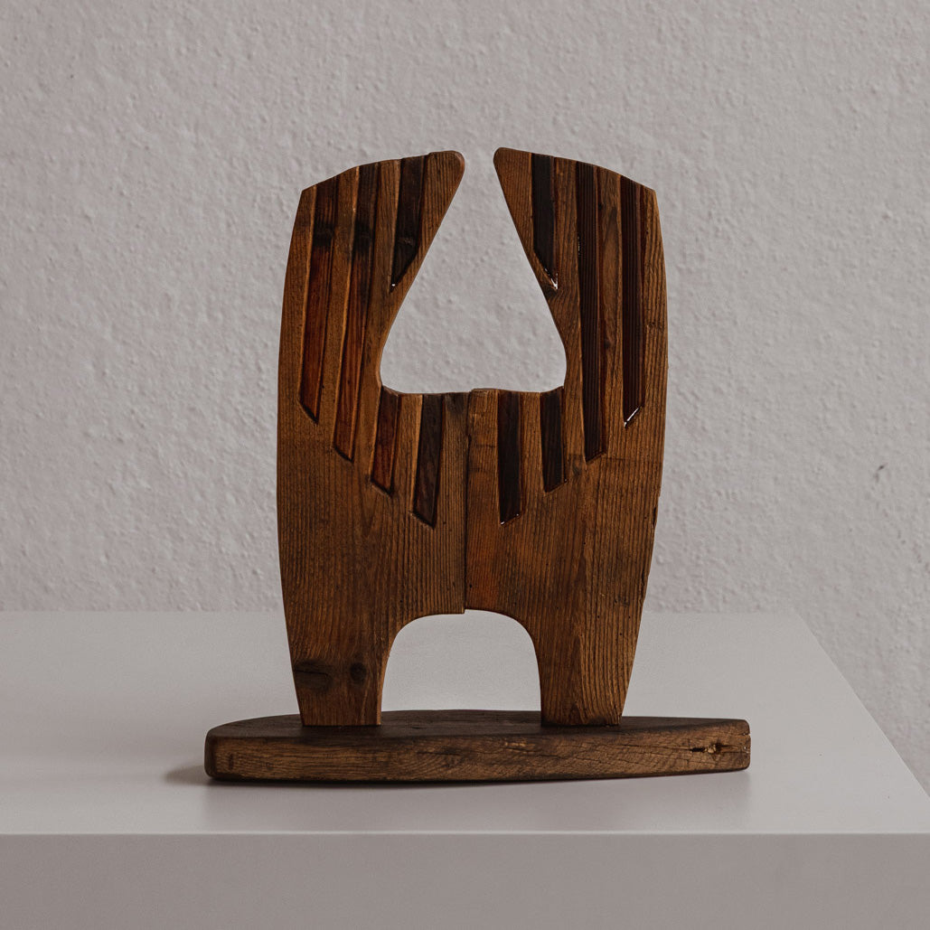 Brutalist Abstract Wooden Sculpture, Italy, 1970s