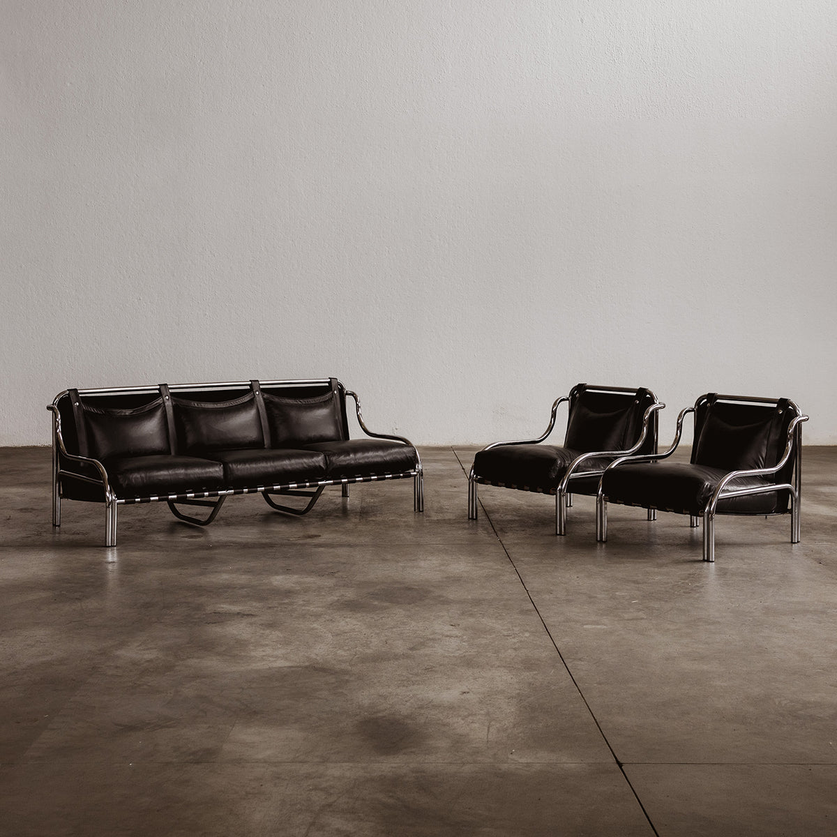 Gae Aulenti “Stringa” Living Room Set for Poltronova, 1962, Set of 3
