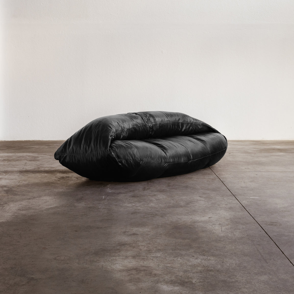 Raphael Raffel "Croissant" Sofa, Black Leather, 1970s