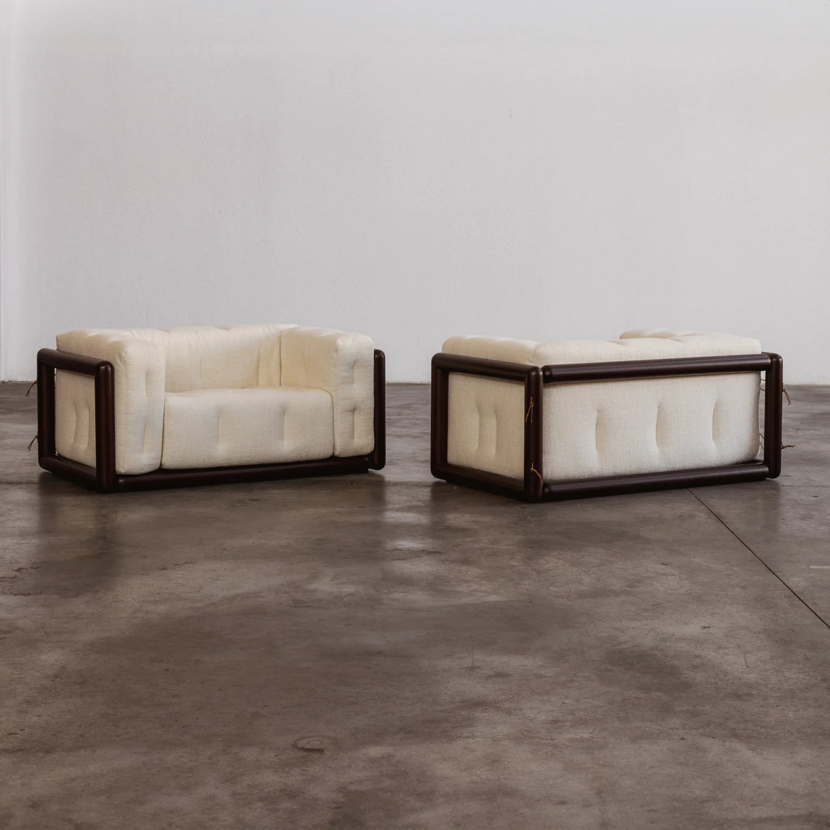 Carlo Scarpa "Cornaro" Armchairs for Gavina, Ivory Linen, 1973