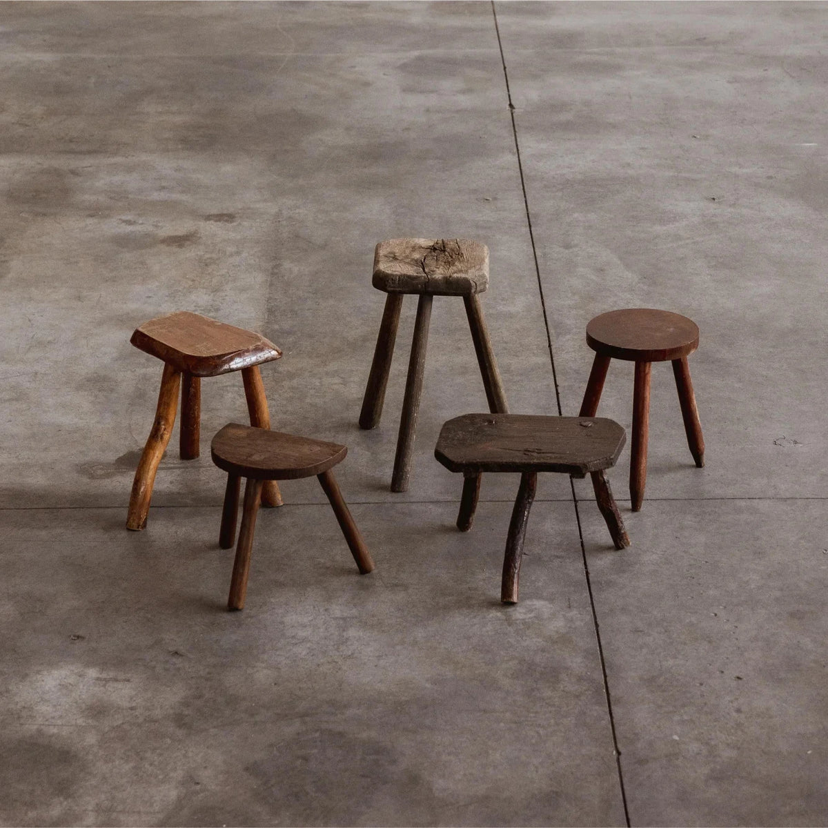 French Sculptural Primitive Stools, 1960, Set of 12