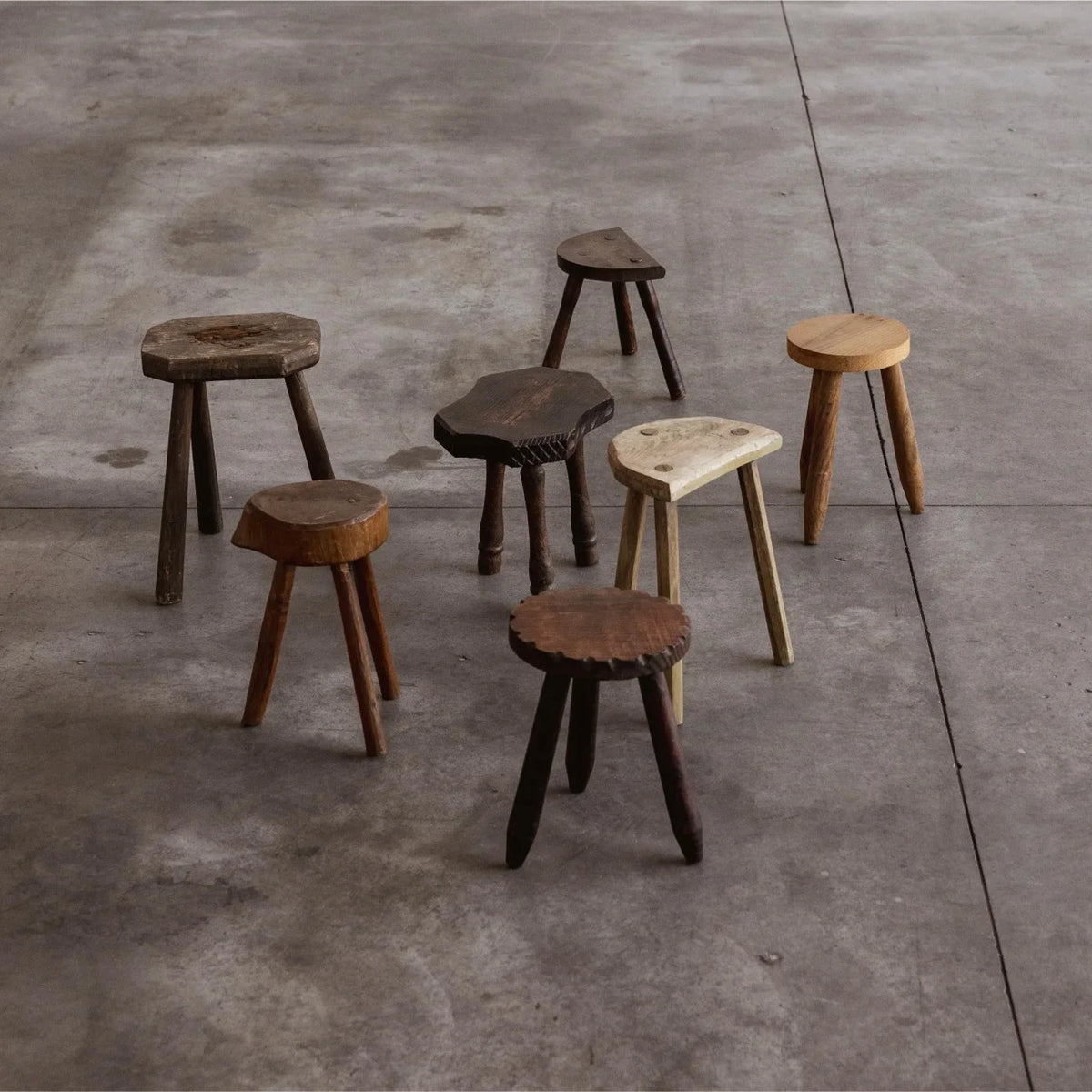 French Sculptural Primitive Stools, 1960, Set of 12