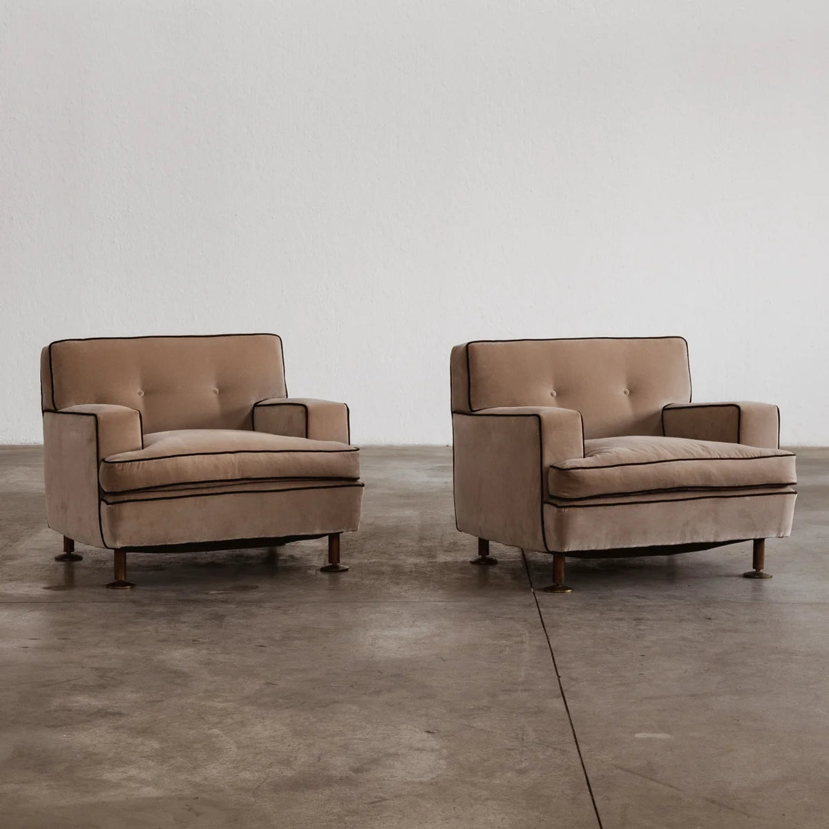 Marco Zanuso "Square" Armchairs for Arflex, camel velvet, 1962