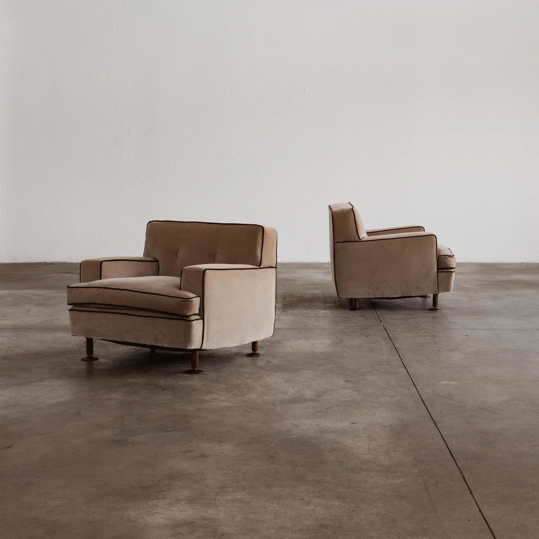 Marco Zanuso "Square" Armchairs for Arflex, camel velvet, 1962