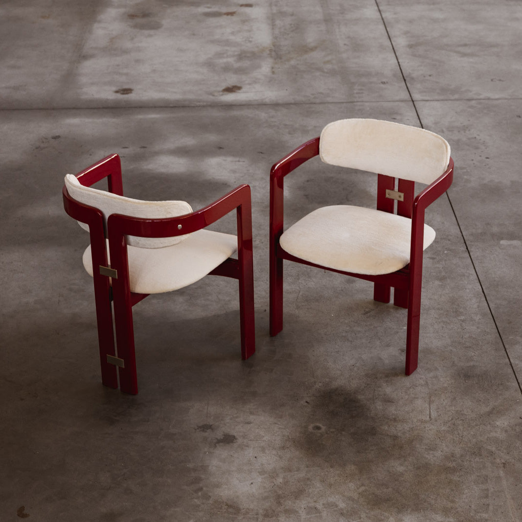 Augusto Savini “Pamplona” Dining Chairs for Pozzi, Cherry Red, 1965, Set of 8