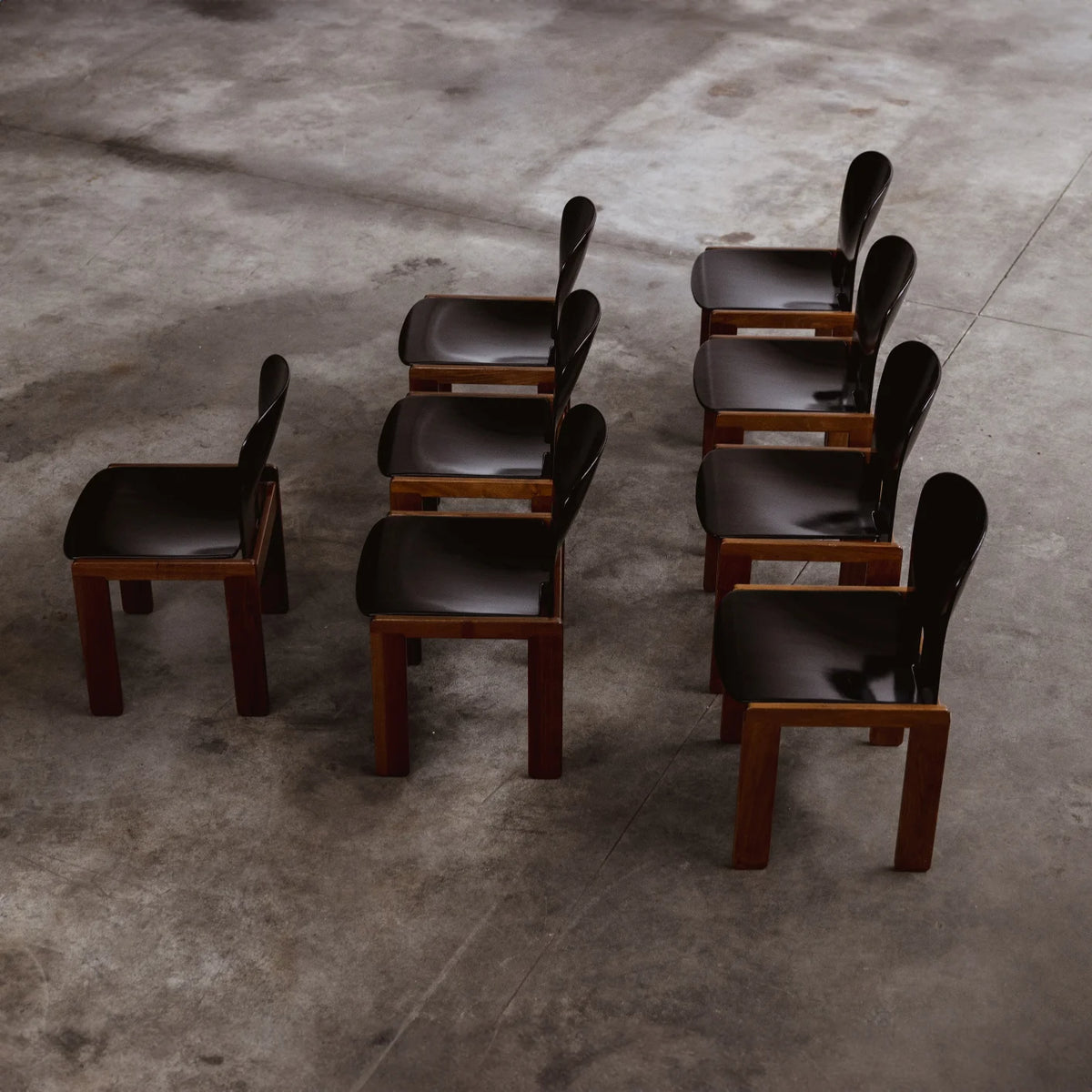 Afra & Tobia Scarpa "121" Dining Chairs for Cassina, black lacquered, 1965