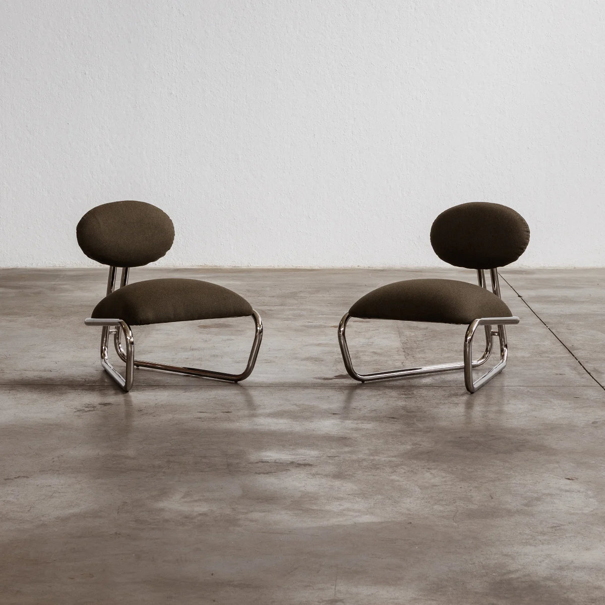 Modernist Lounge Chairs, Green Wool, 1970