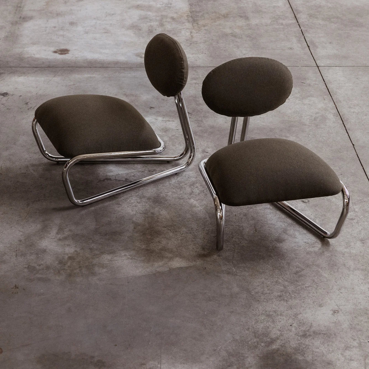 Modernist Lounge Chairs, Green Wool, 1970