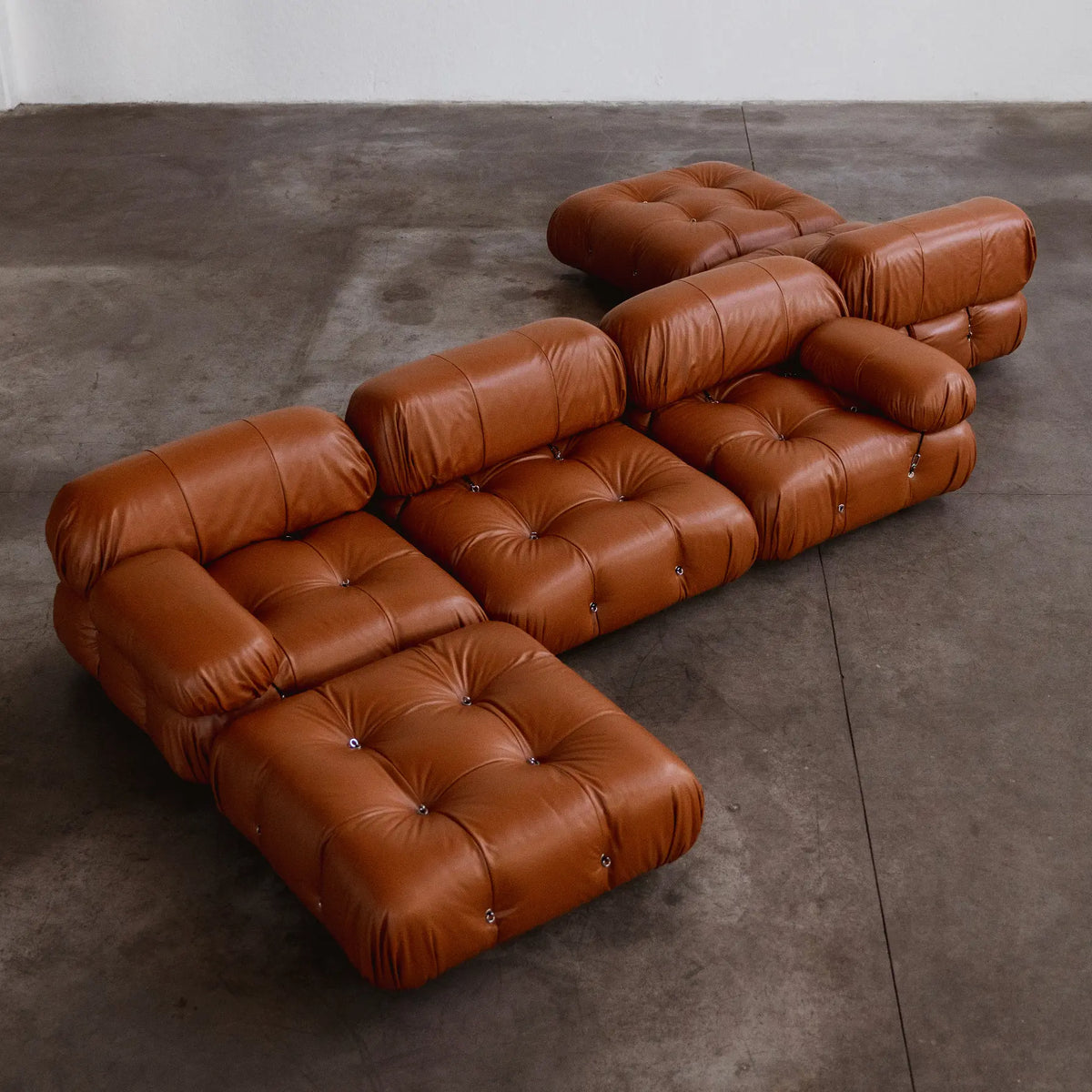 Mario Bellini "Camaleonda" Modular Sofa for B&B Italia, Cognac Leather, 1970