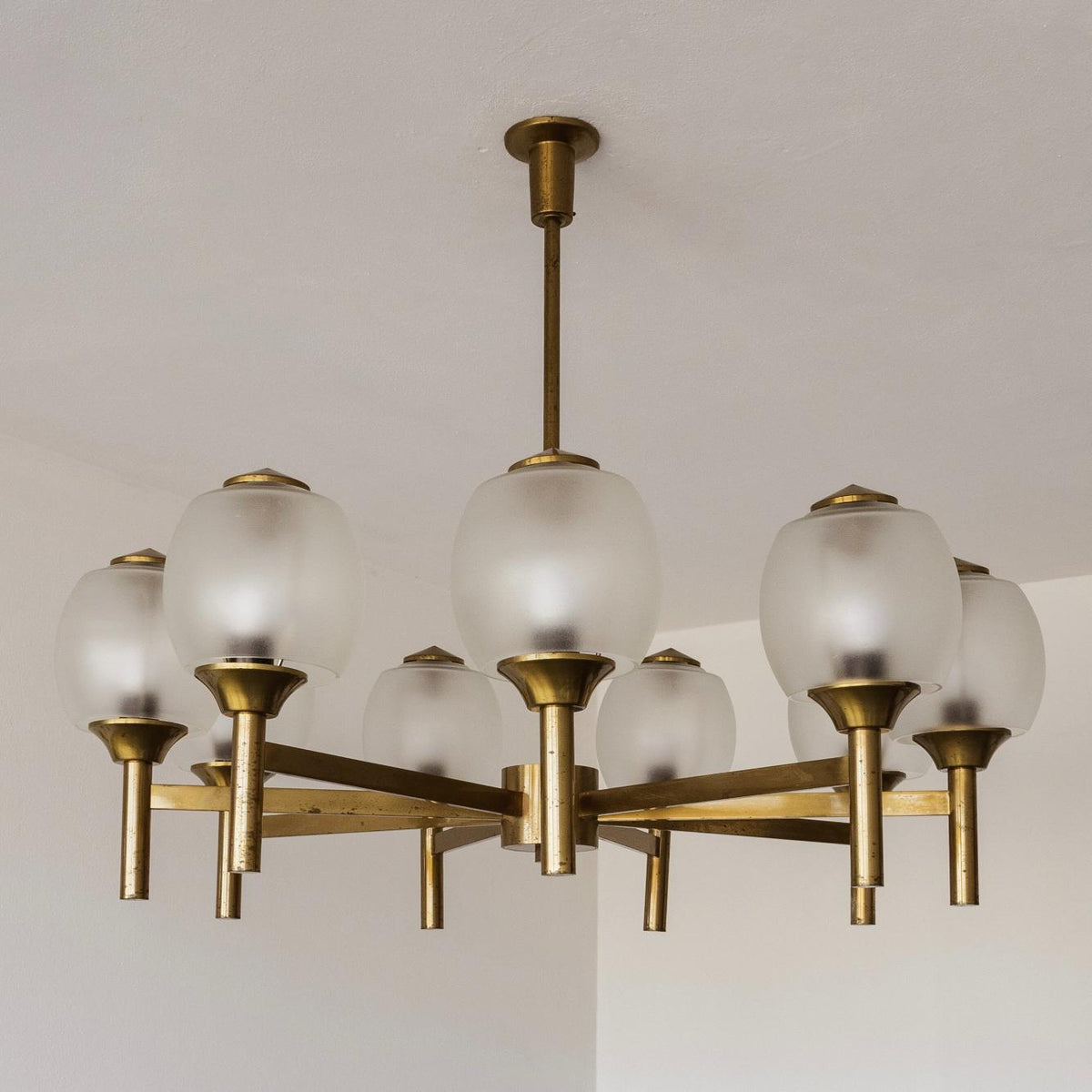 Angelo Lelii Brass Chandelier for Arredoluce, 1950