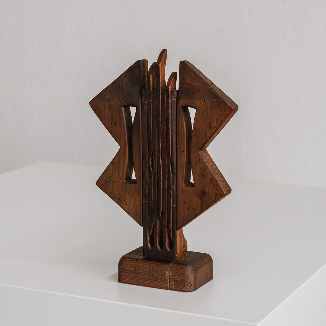 Geometric Totemic Wooden Sculpture, Italy, 1970s