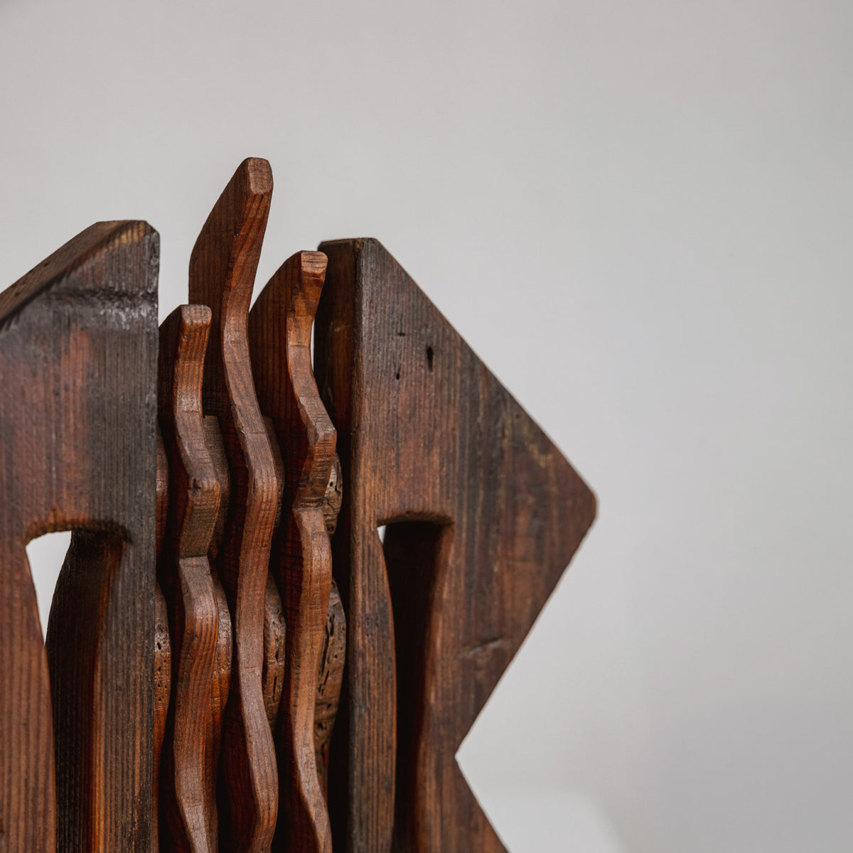Geometric Totemic Wooden Sculpture, Italy, 1970s