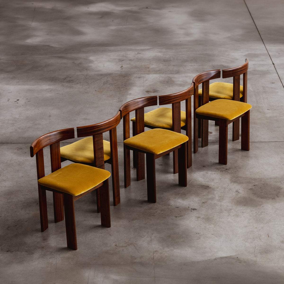 Luigi Vaghi Dining Chairs for Former, Amber Velvet, 1968, Set of 6