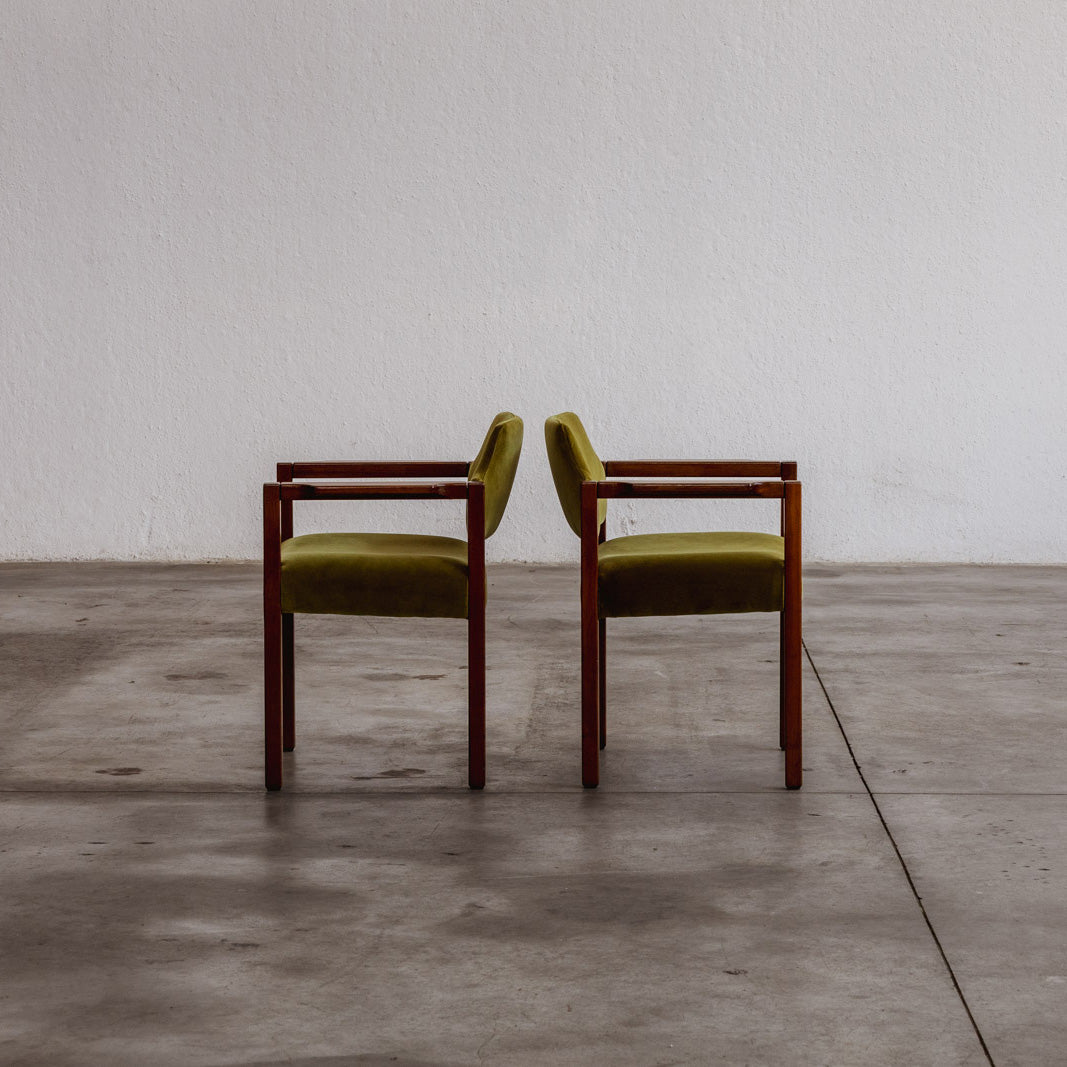 Umberto Brandigi "Jollina" Dining Chairs for Poltronova, Green Velvet, Italy, 1960s, Set of 8