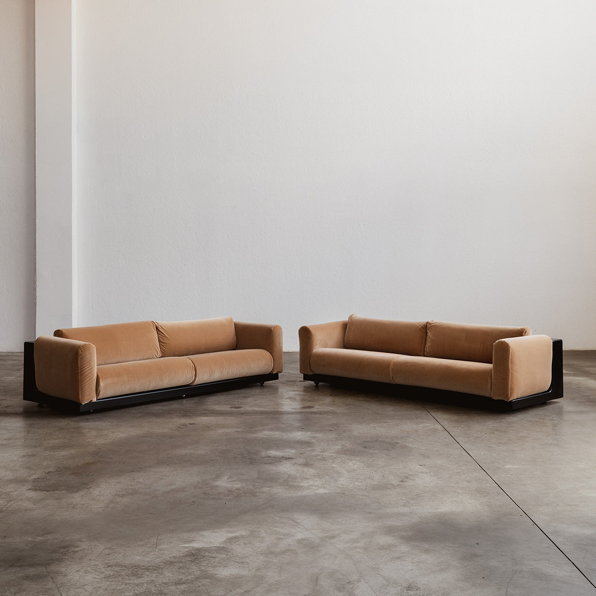 Cini Boeri "Gradual System" Sofas for Gavina, Camel Velvet, 1970, Set of 2