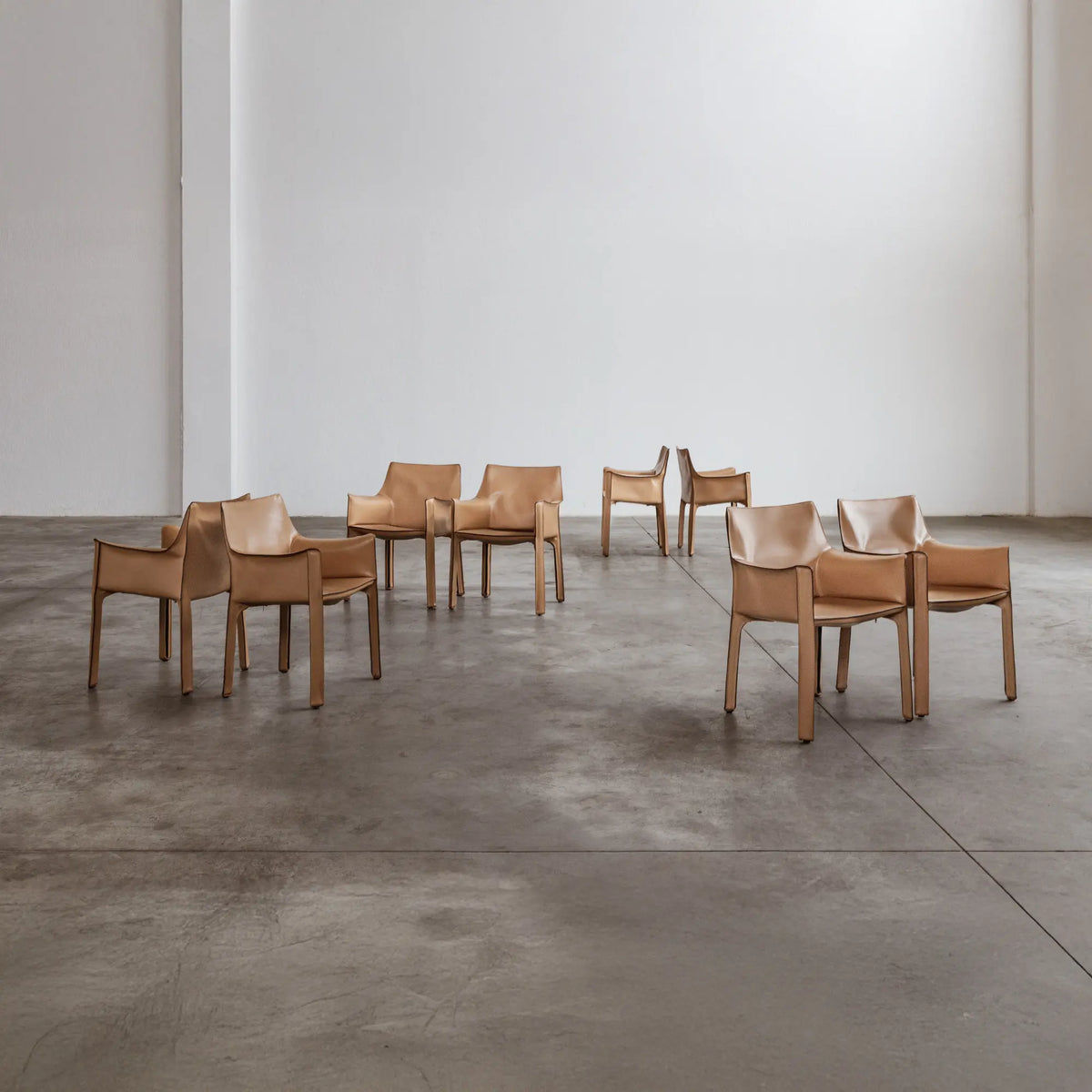 Mario Bellini "CAB 413" Dining Chairs for Cassina, Natural Leather, 1977