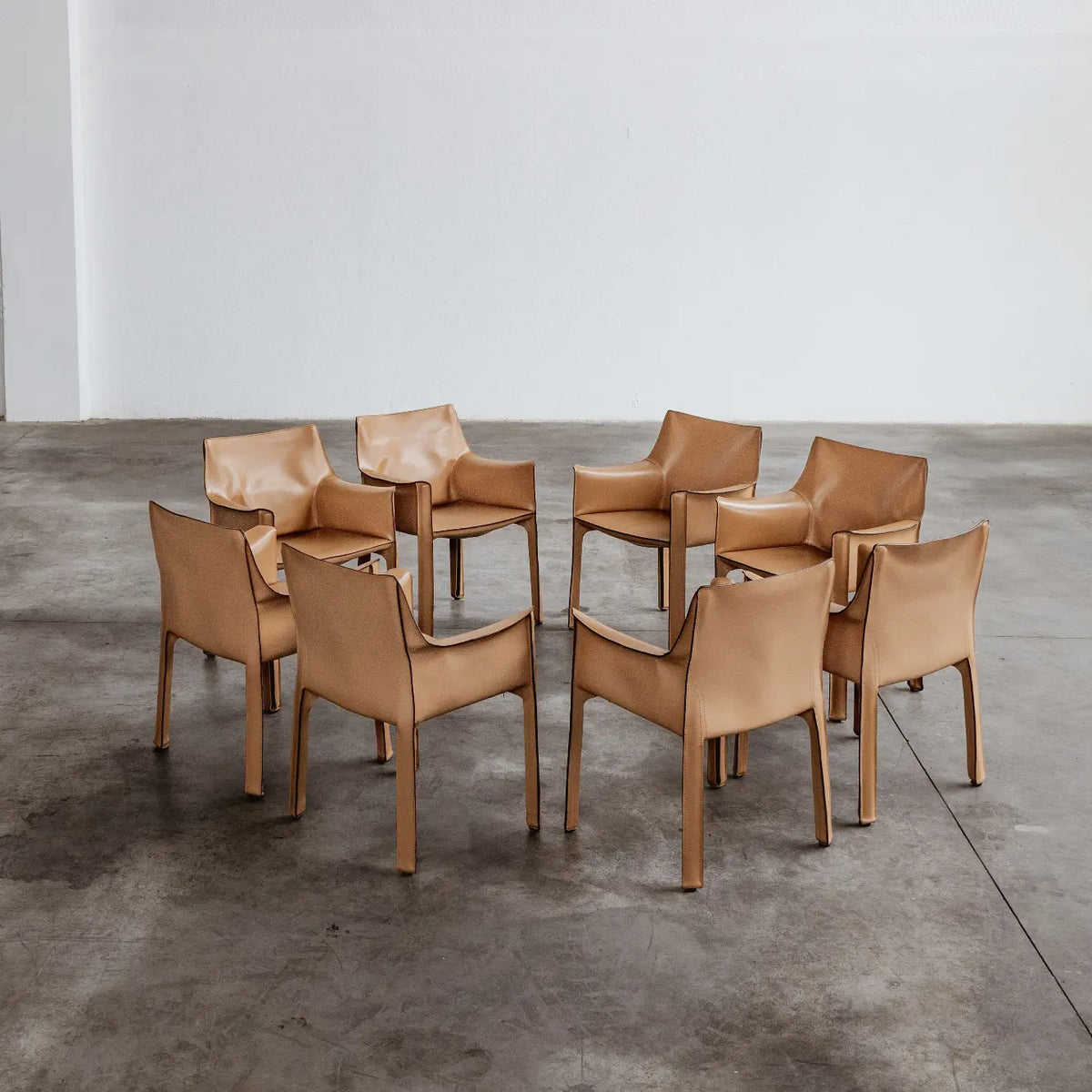 Mario Bellini "CAB 413" Dining Chairs for Cassina, Natural Leather, 1977