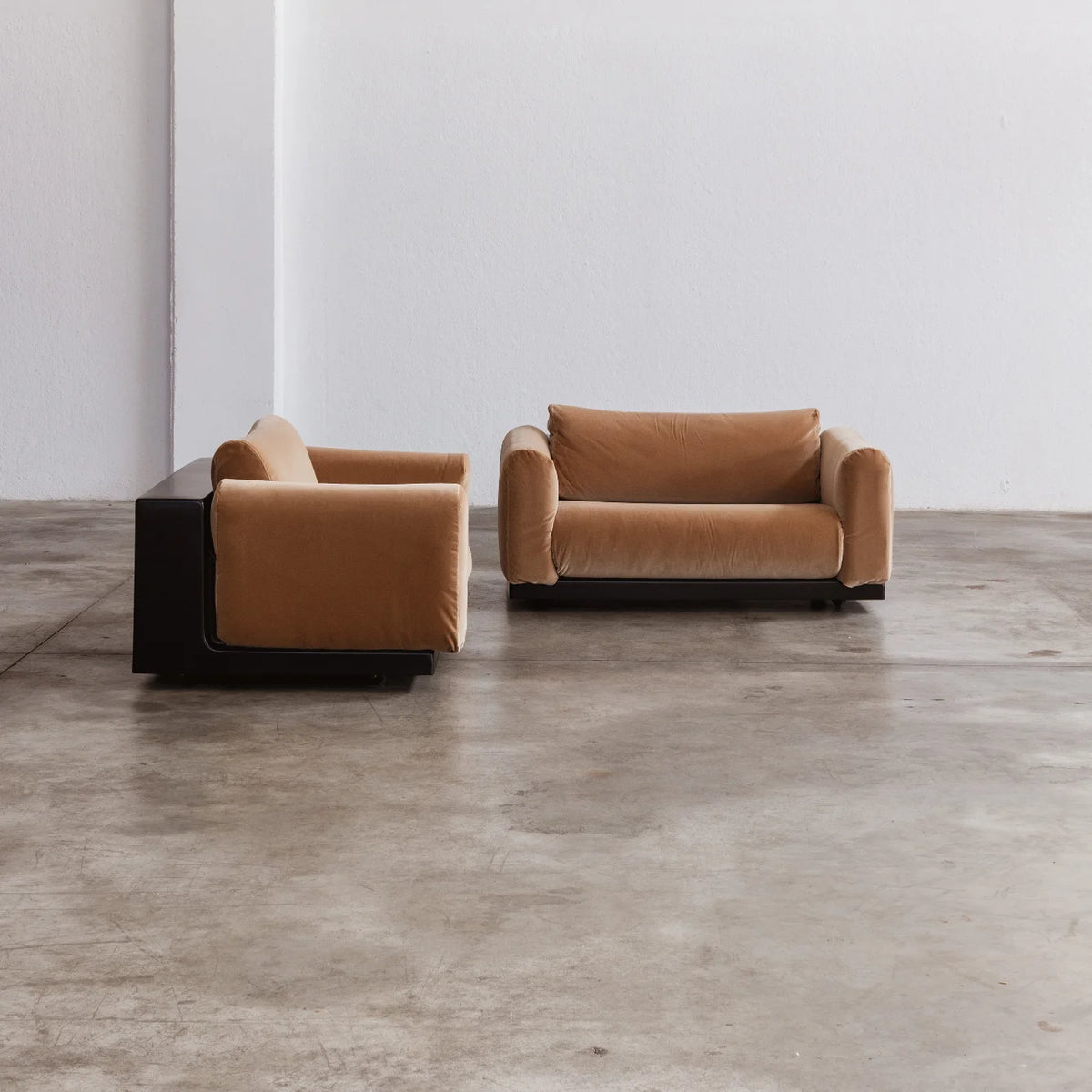 Cini Boeri "Gradual System" Armchairs for Gavina, Camel Velvet, 1970