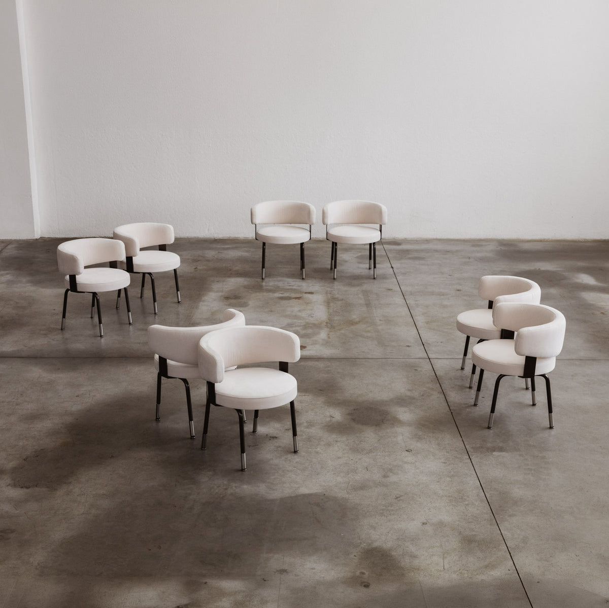 Gianni Moscatelli Dining Chairs for Formanova, White Velvet, 1968, Set of 8
