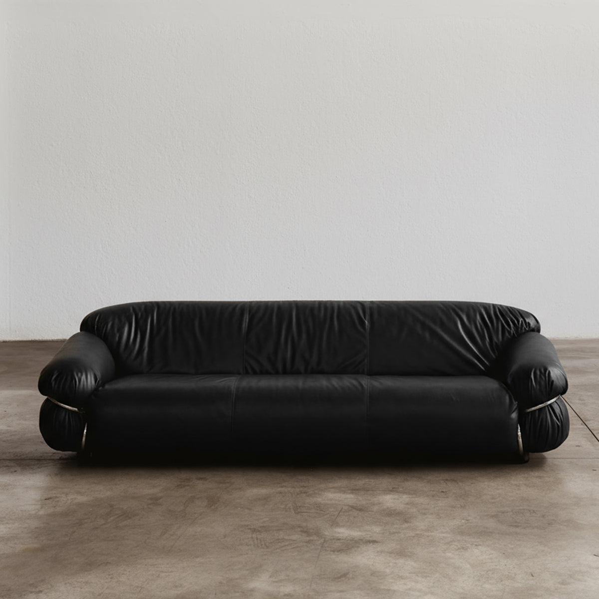 Gianfranco Frattini "Sesann" Sofa for Cassina, Black Leather, 1969