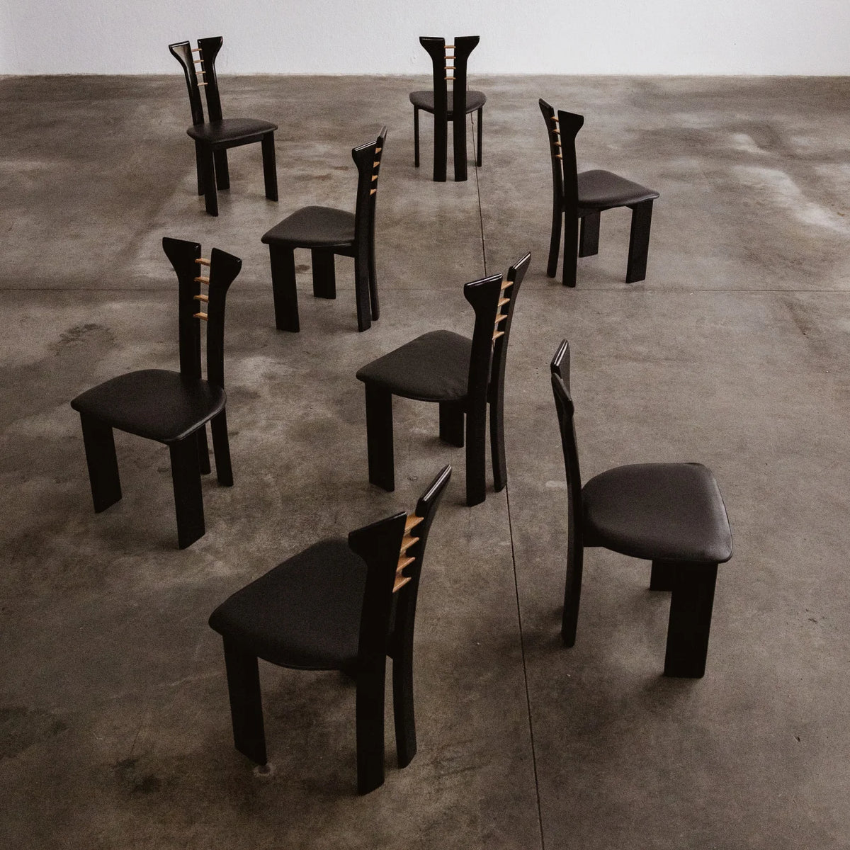 Pierre Cardin Dining Chairs for Roche Bobois, Black Leather, 1970