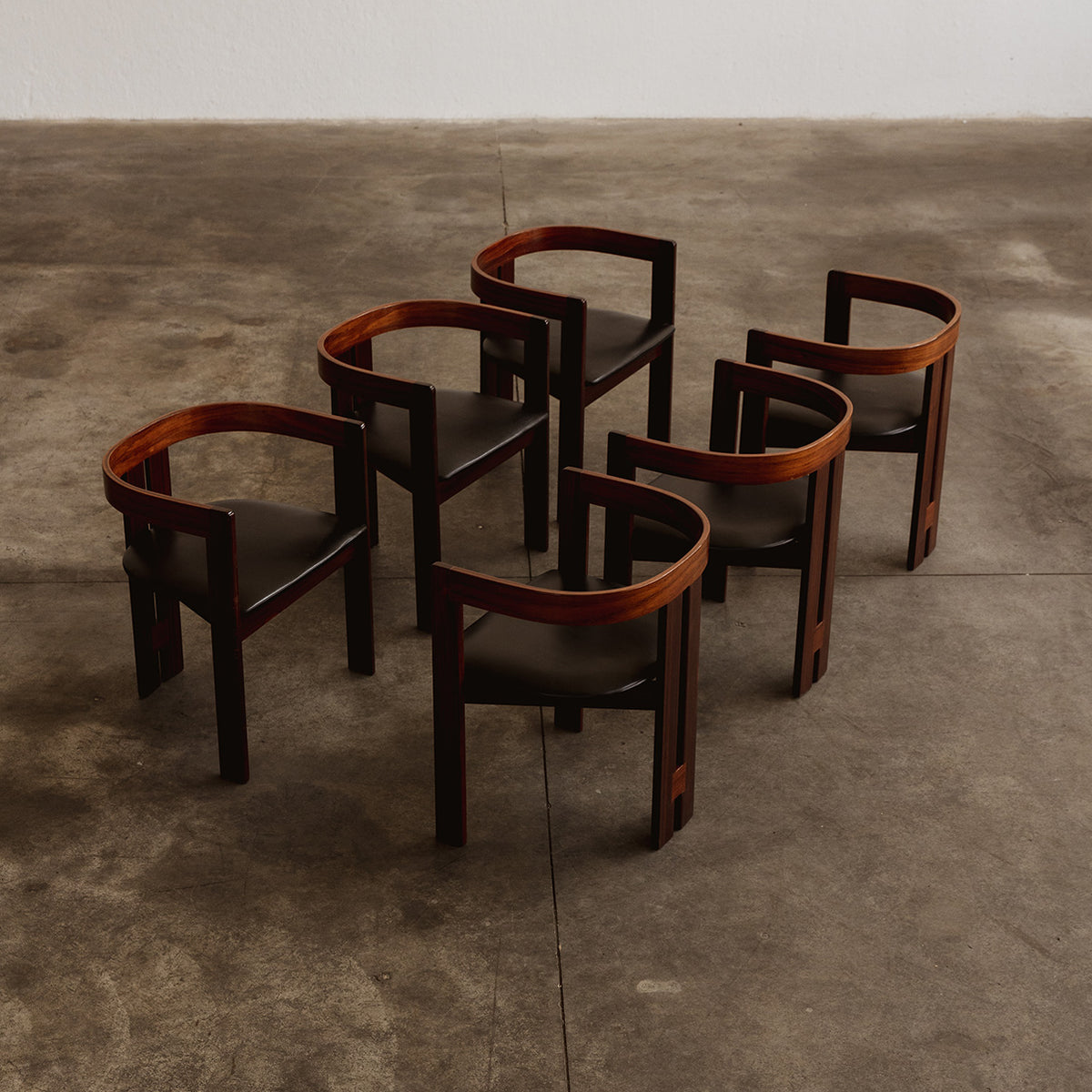 Tobia Scarpa "Pigreco" Dining Chairs for Gavina, Black Leather, 1960, Set of 6