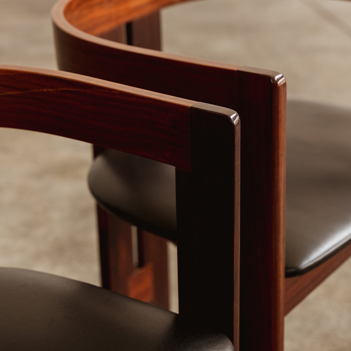 Tobia Scarpa "Pigreco" Dining Chairs for Gavina, Black Leather, 1960, Set of 6