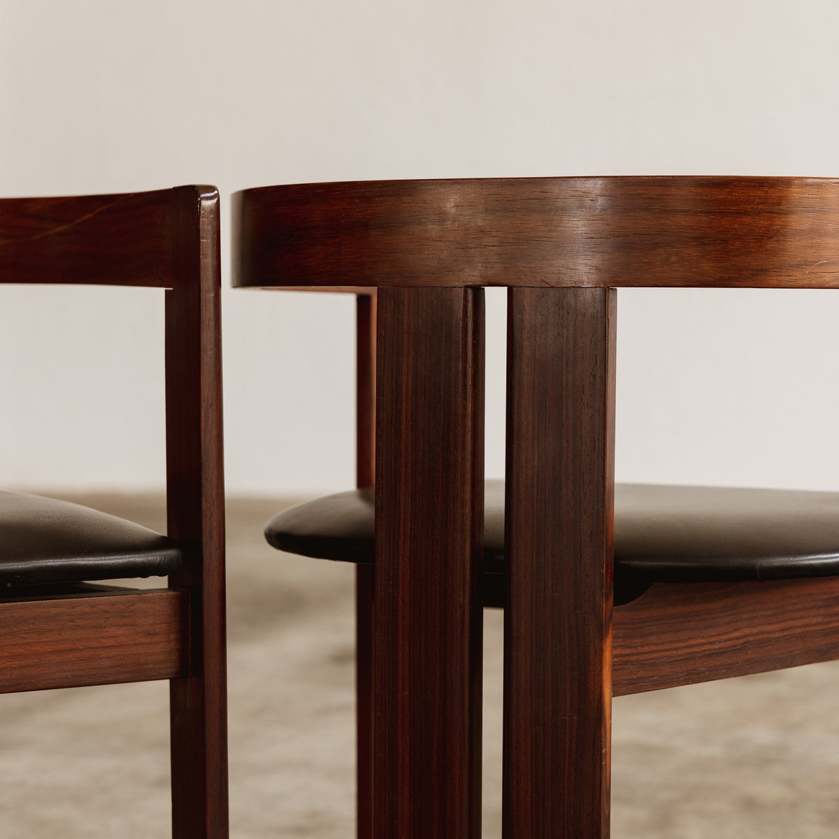 Tobia Scarpa "Pigreco" Dining Chairs for Gavina, Black Leather, 1960, Set of 6