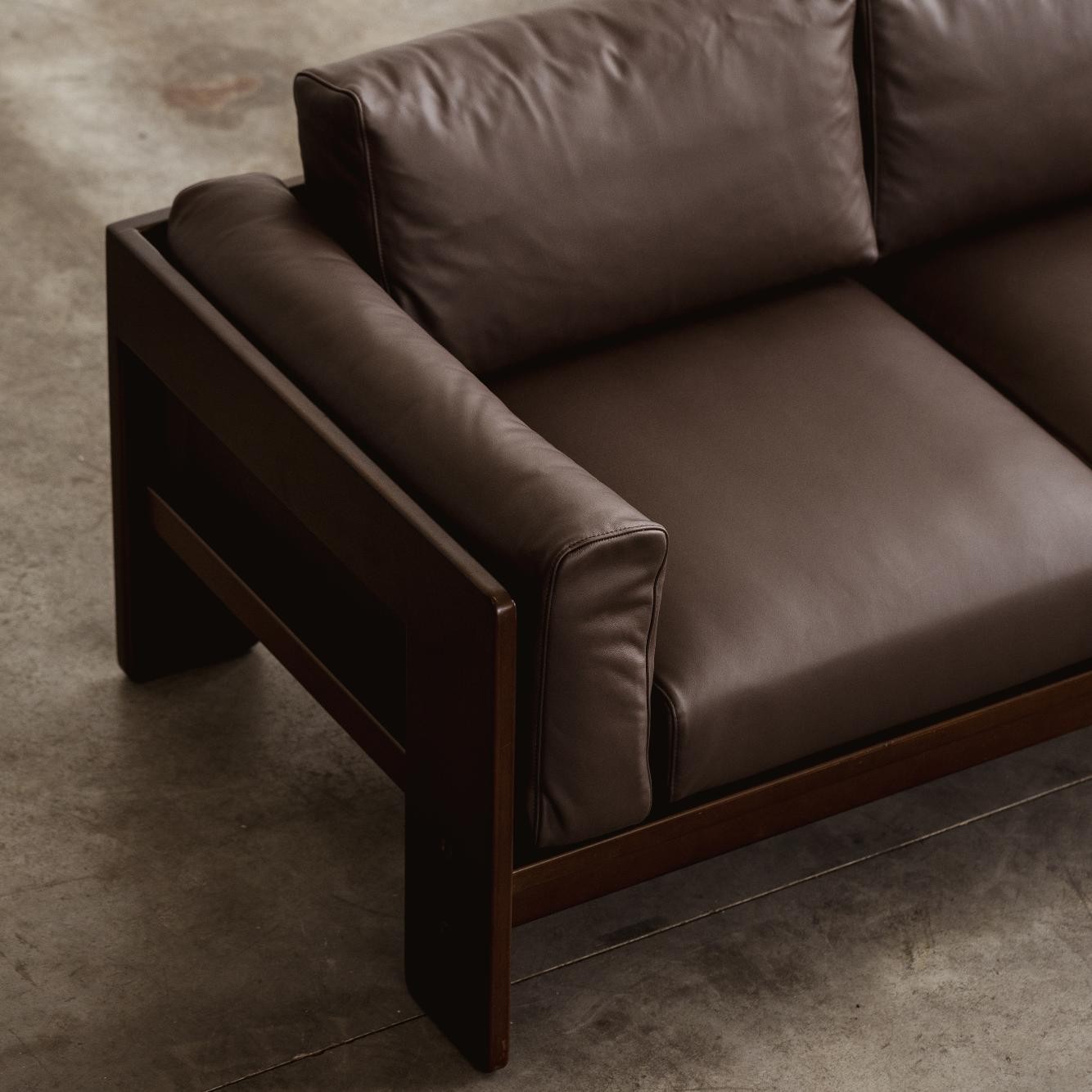 Afra & Tobia Scarpa “Bastiano” Sofa for Gavina, brown leather, 1962, 1962