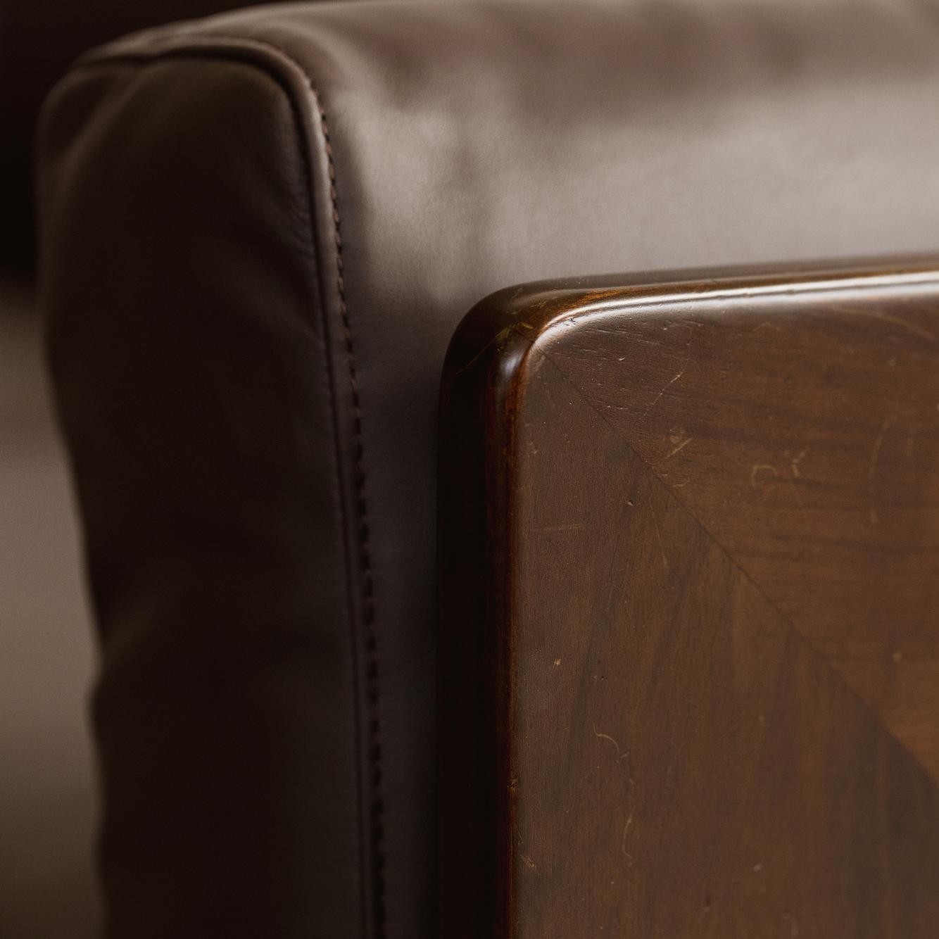 Afra & Tobia Scarpa “Bastiano” Sofa for Gavina, brown leather, 1962, 1962