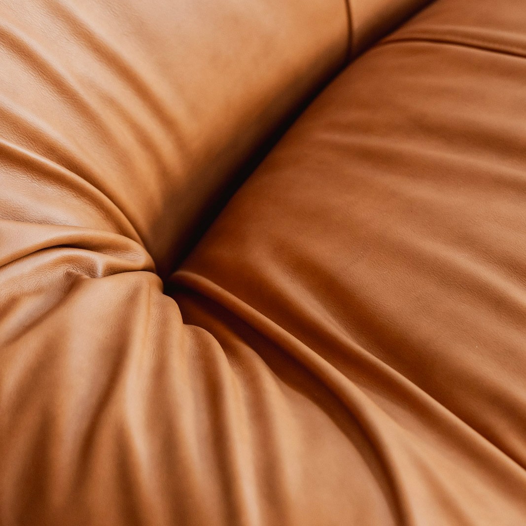 Afra & Tobia Scarpa “Bonanza” Living Room Set for C&B, Cognac Leather, 1969, 1969