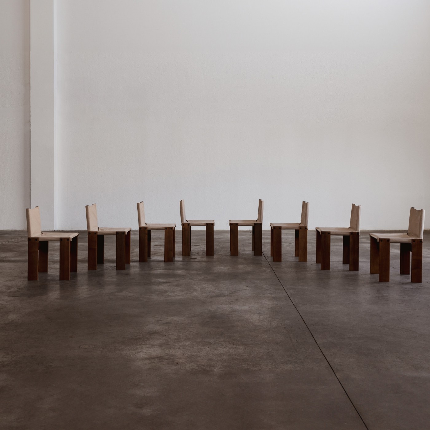 Afra & Tobia Scarpa "Monk" Chairs for Molteni, Ivory Canvas, 1974, Set of 8, 1974