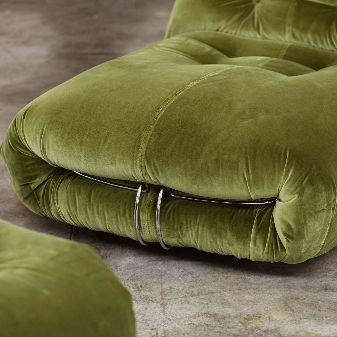 Afra & Tobia Scarpa “Soriana” Lounge Set for Cassina, Green Velvet, 1969, 1969