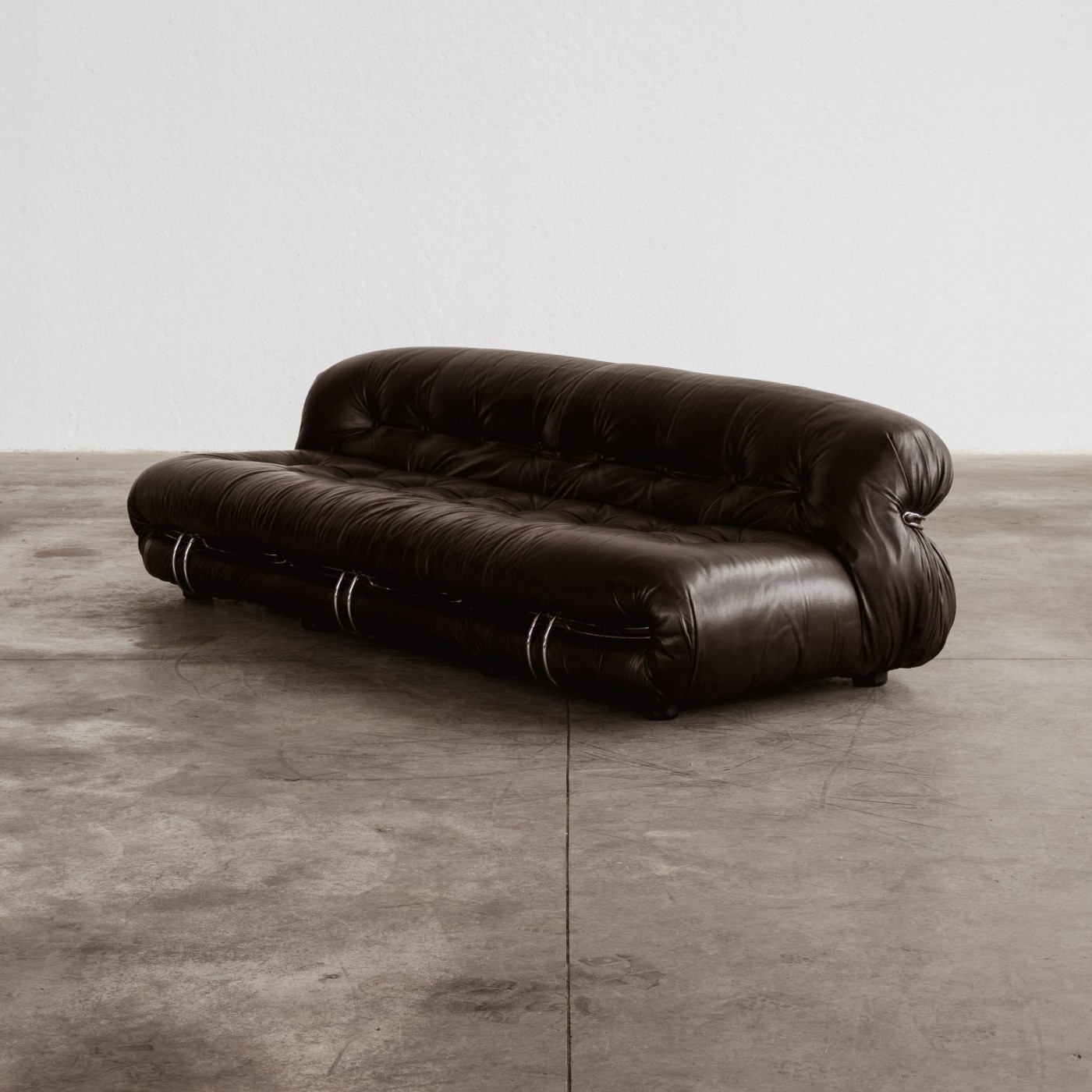 Afra & Tobia Scarpa “Soriana” Sofa for Cassina, Dark Brown Leather, 1969, 1969