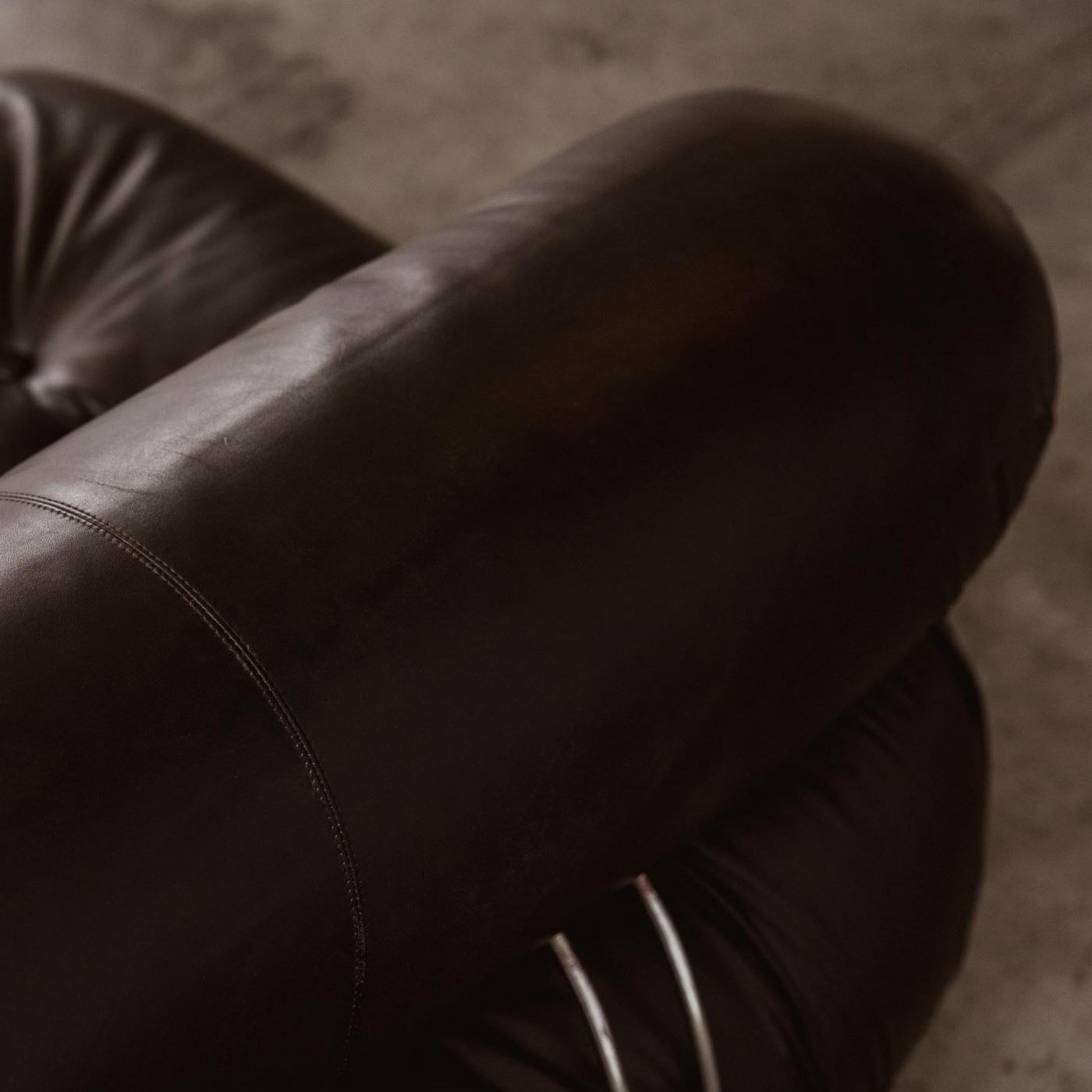 Afra & Tobia Scarpa “Soriana” Sofa for Cassina, Dark Brown Leather, 1969, 1969