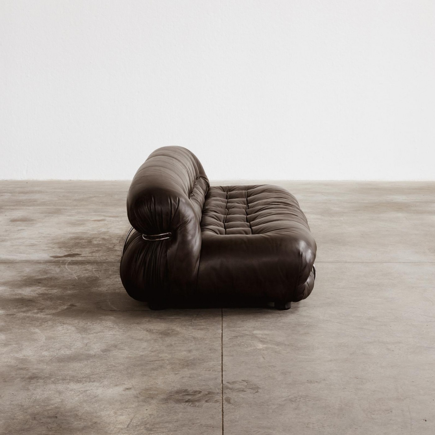 Afra & Tobia Scarpa “Soriana” Sofa for Cassina, Dark Brown Leather, 1969, 1969