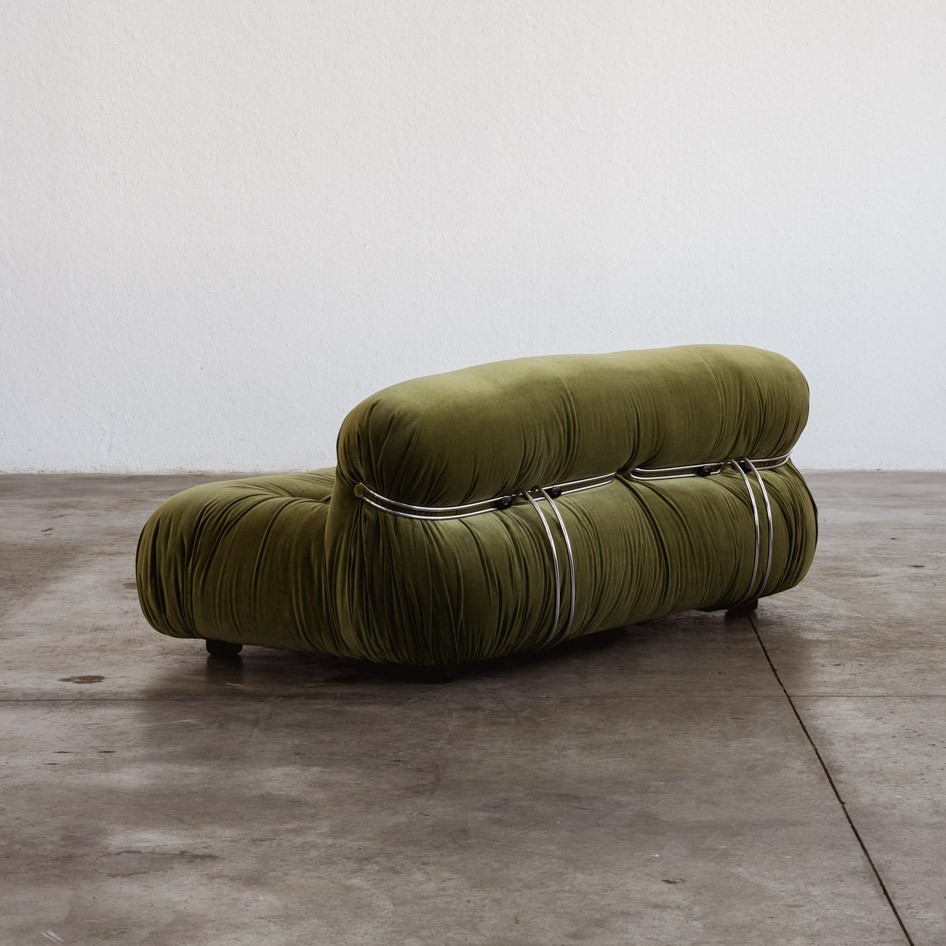 Afra & Tobia Scarpa “Soriana” Sofa for Cassina, Green Velvet, 1969, 1969