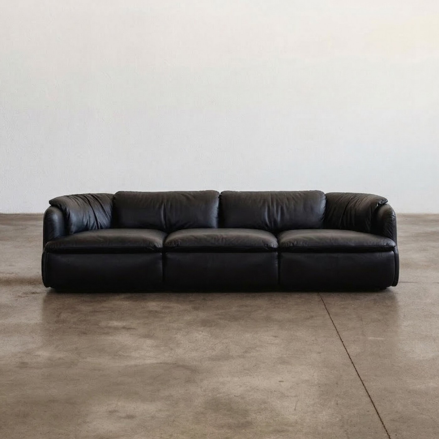 Alberto Rosselli “Confidential” Modular Sofa for Saporiti, Black Leather, 1972, 1972