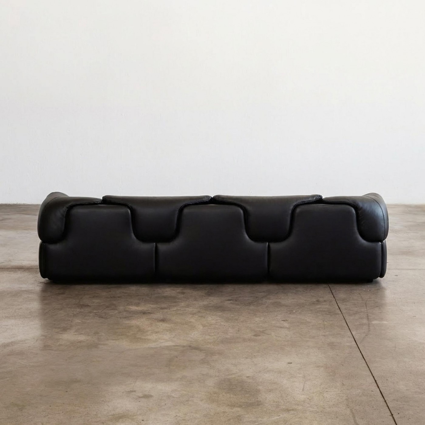 Alberto Rosselli “Confidential” Modular Sofa for Saporiti, Black Leather, 1972, 1972