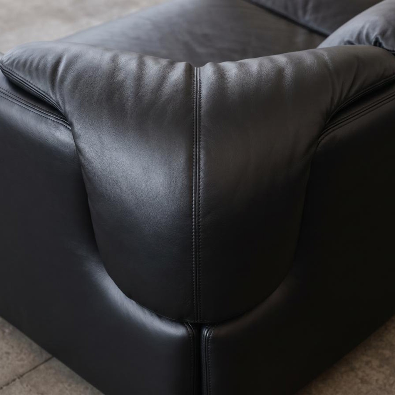 Alberto Rosselli “Confidential” Modular Sofa for Saporiti, Black Leather, 1972, 1972