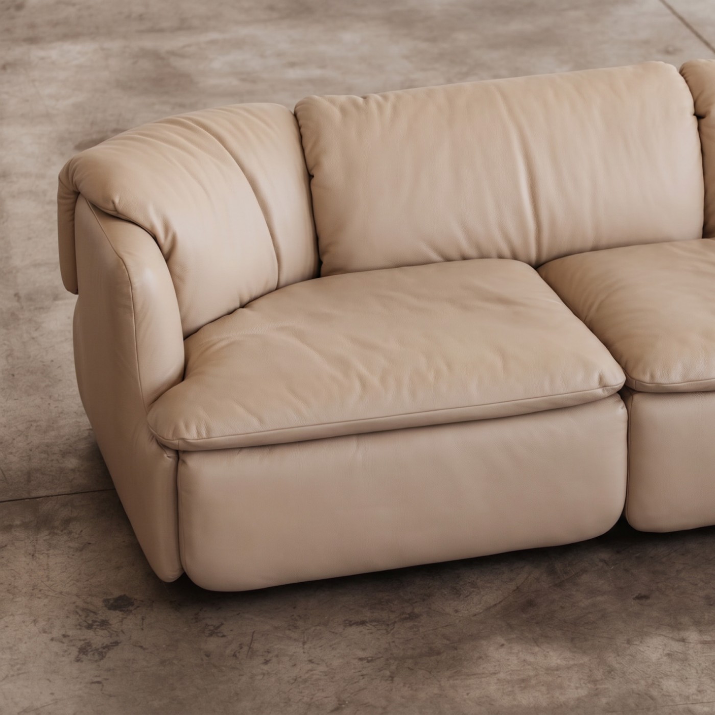 Alberto Rosselli “Confidential” Modular Sofa for Saporiti, Sand Beige Leather, 1972, 1972
