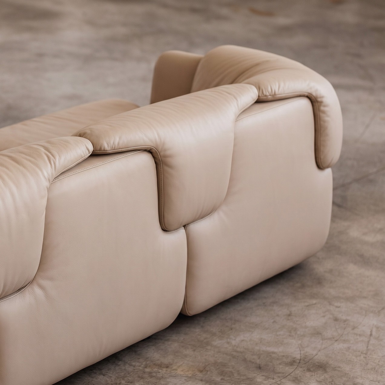 Alberto Rosselli “Confidential” Modular Sofa for Saporiti, Sand Beige Leather, 1972, 1972
