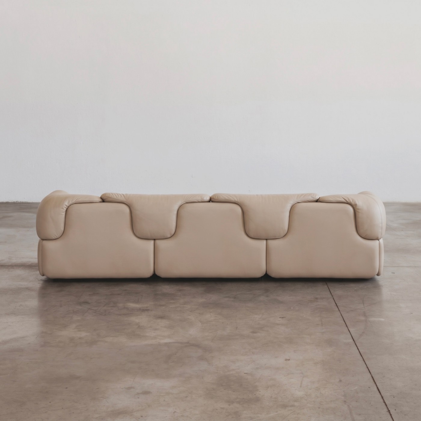 Alberto Rosselli “Confidential” Modular Sofa for Saporiti, Sand Beige Leather, 1972, 1972