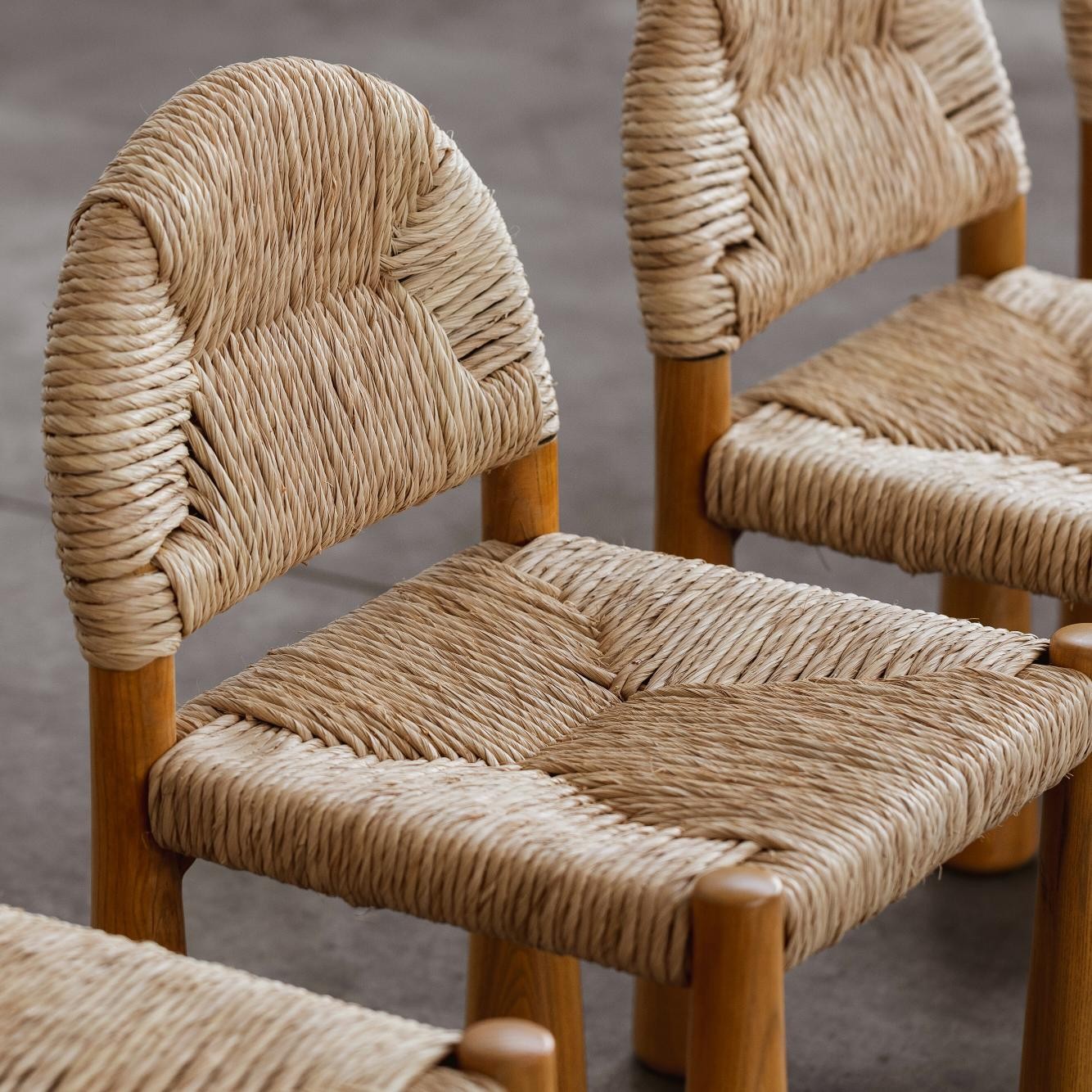 Alessandro Becchi “Toscanolla” Dining Chairs for Giovannetti, Light Brown Ashwood 1970, Set of 12, 1970