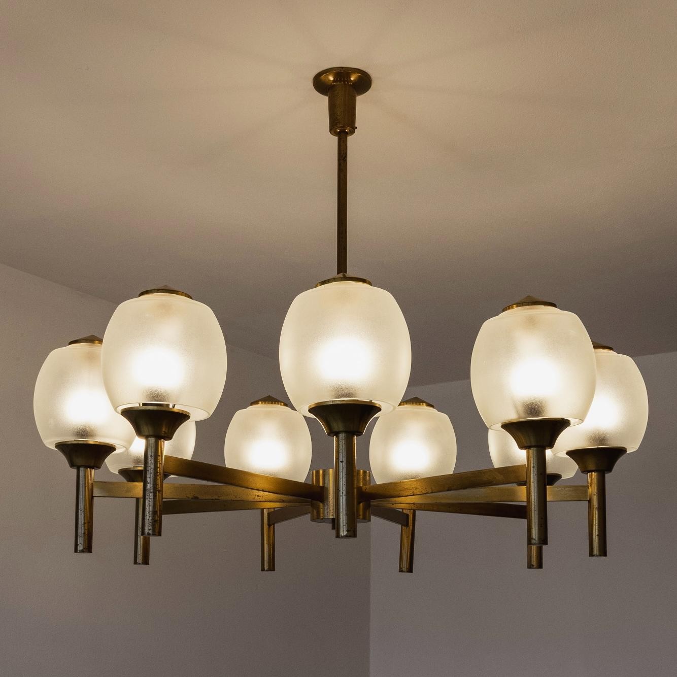 Angelo Lelii Brass Chandelier for Arredoluce, 1950, 1950